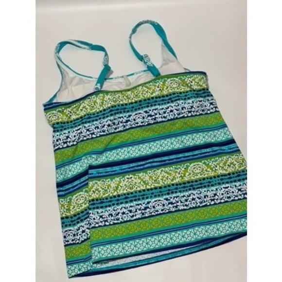 Lands End Womens Swim Tankini Top & Board Shorts Set Size 12 Blue Green Print - Picture 5 of 15